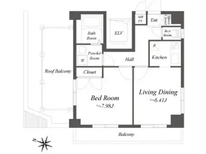 ニューシティアパートメンツ久が原(1LDK/7階)の間取り写真