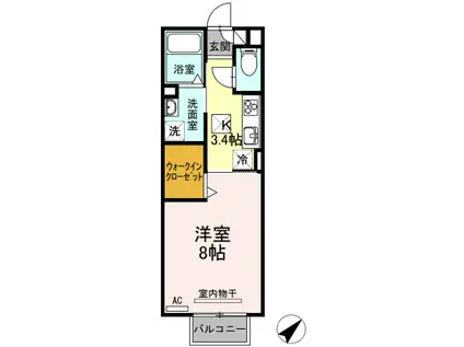 セジュール福地(1K/1階)の間取り写真