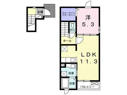 リジエールI(1LDK/2階)の間取り写真