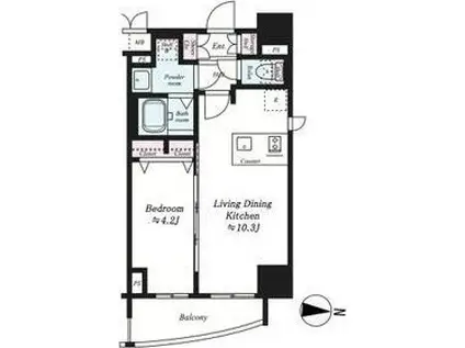 プレサンス栄ラグジュ(1LDK/2階)の間取り写真
