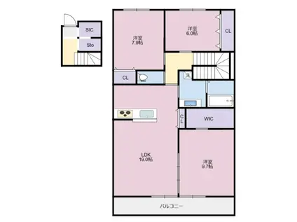 BONHEUR SHINHAMA(3LDK/2階)の間取り写真