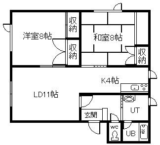 錦ハイツ23A.B(2LDK/2階)の間取り写真