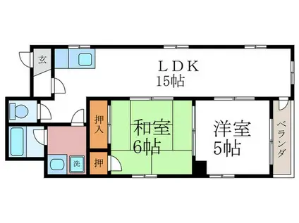 肥後エグゼクティブビル(2LDK/3階)の間取り写真