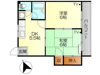 第2橋本ビル(2DK/5階)の間取り写真