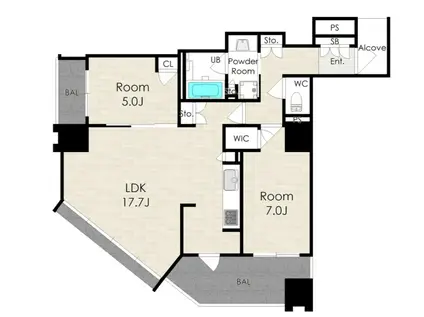 ザ・ファインタワーウエストコースト(2LDK/7階)の間取り写真