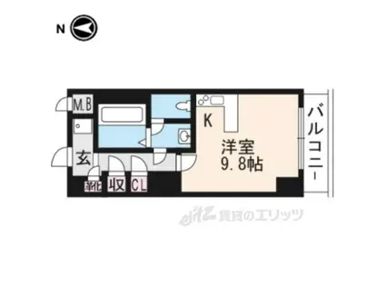 サンシティ御所西(1K/4階)の間取り写真