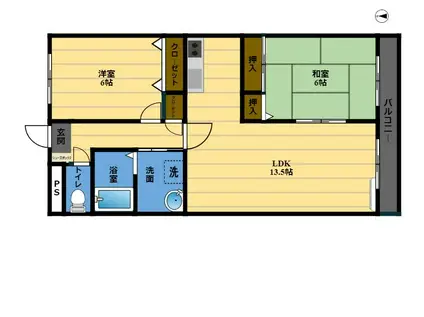 サンセール猪野(2LDK/3階)の間取り写真