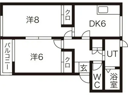 ブルーメンコールB棟(2DK/2階)の間取り写真