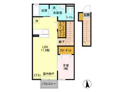 きらら 四番館(1LDK/2階)の間取り写真