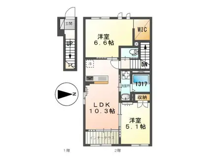 サクラーレ長坂(2LDK/2階)の間取り写真
