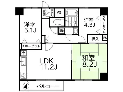 HARU菊名I(3LDK/3階)の間取り写真