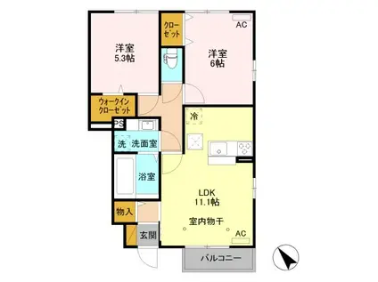 パークサイド21 F棟(2LDK/1階)の間取り写真