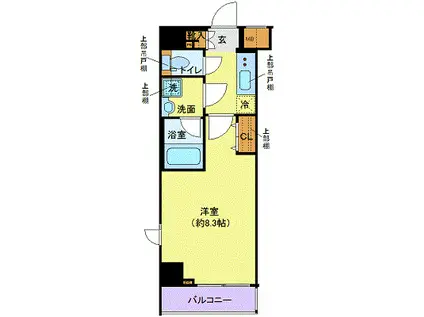 ガリシアレジデンス芝公園(1K/4階)の間取り写真