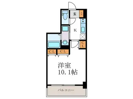 グランレブリー桂川サウススクエア(1K/6階)の間取り写真