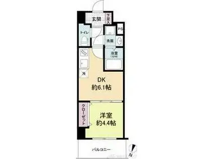 ライブガーデン江坂IX(1DK/7階)の間取り写真