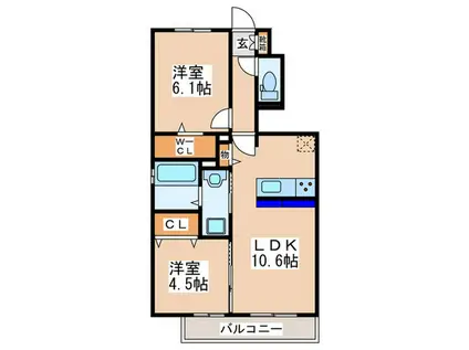 スセシオン(2LDK/1階)の間取り写真