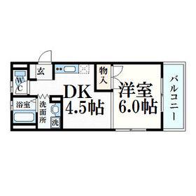 奥ハイツII(1K/1階)の間取り写真