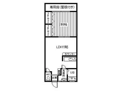 ガーデンコート阿保(1LDK/1階)の間取り写真