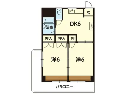 THE SECOND 藤崎宮(2DK/7階)の間取り写真