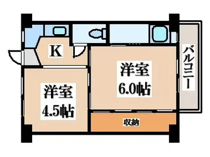 ビレッジハウス服部(1DK/1階)の間取り写真