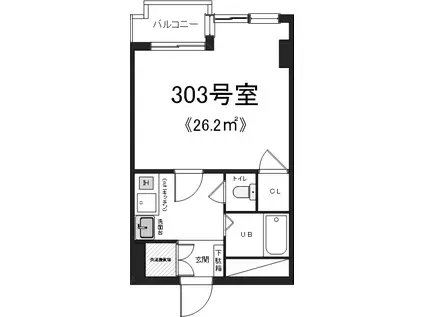 ヒルトップ青葉台(1K/3階)の間取り写真