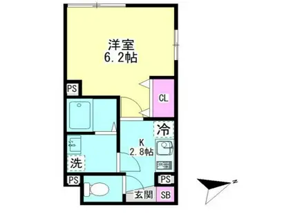 グランファーロ下北沢(1K/2階)の間取り写真