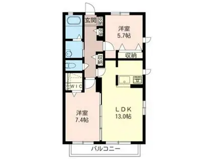 サザンクロス(2LDK/1階)の間取り写真