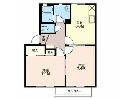 グッドライフ元町 E棟(2DK/2階)の間取り写真