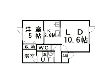 COTTAGEひなた(1LDK/2階)の間取り写真
