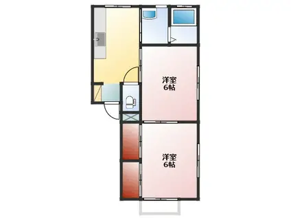 コーポサクラ A棟(2K/2階)の間取り写真