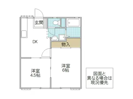 サンラインロータス A棟(2DK/1階)の間取り写真