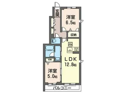 シドポルテI(2LDK/1階)の間取り写真