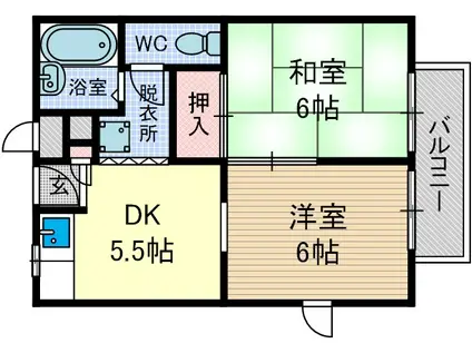 入江ハイツ3(2DK/1階)の間取り写真