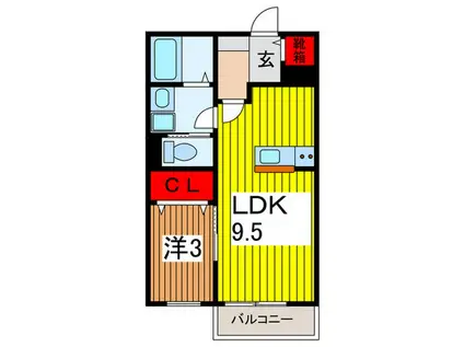 アパートメントK-II(1LDK/2階)の間取り写真