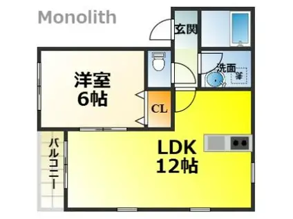ポポラーレ末広(1LDK/1階)の間取り写真