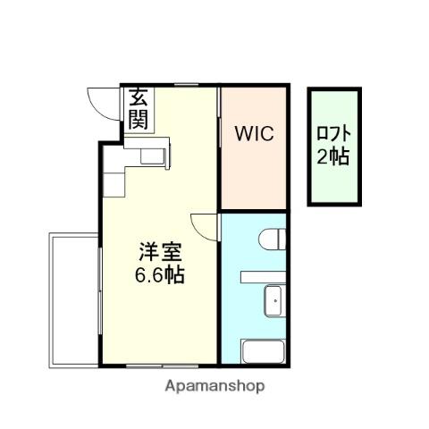 WACK古和田(ワンルーム/2階)の間取り写真