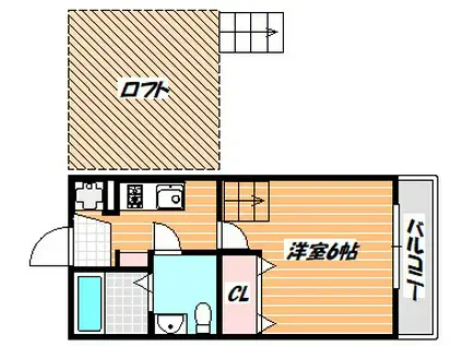 ブルージュ(1K/2階)の間取り写真