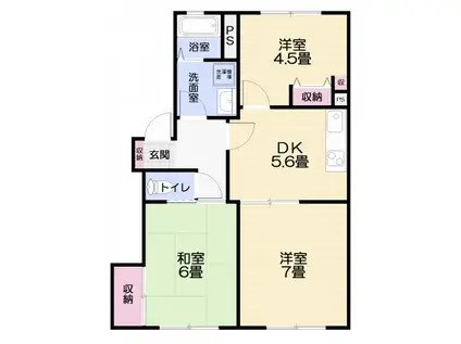 クレールシャンブル(3DK/1階)の間取り写真