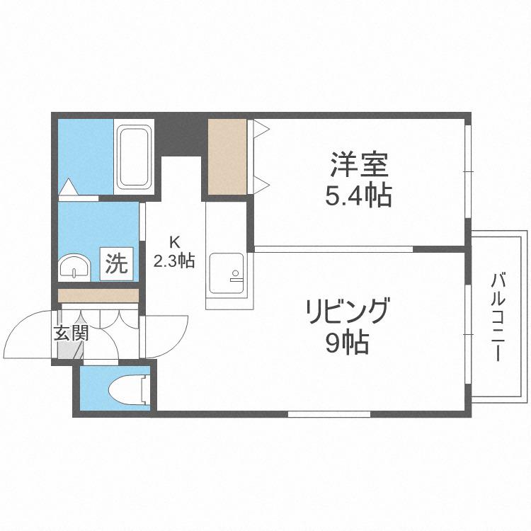 地下鉄南北線 麻生駅 徒歩6分 4階建 築12年(1LDK/4階)の間取り写真