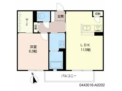 H・Iハイツ(1LDK/2階)の間取り写真