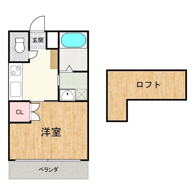 ラーバン緑ヶ丘(1K/2階)の間取り写真