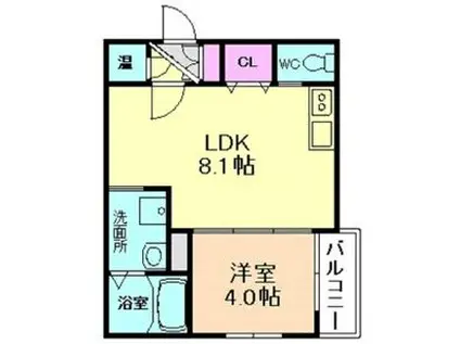 ローズガーデン矢田(1LDK/2階)の間取り写真