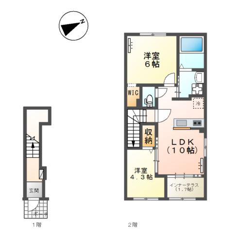 ディオ ポルテ(2LDK/2階)の間取り写真