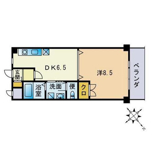 クラウンV(1DK/3階)の間取り写真