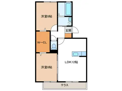 サントガスパーレA棟(2LDK/3階)の間取り写真