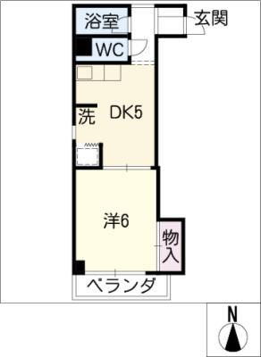 ラフォーレ岐阜(1DK/4階)の間取り写真