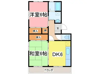 ドムスケントク(2DK/3階)の間取り写真