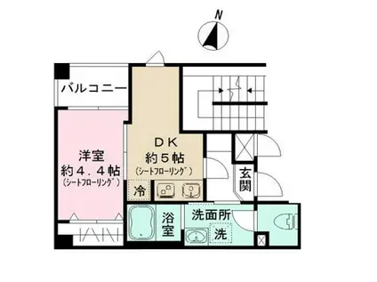 シャルム両国(1DK/3階)の間取り写真