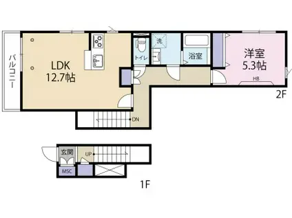 WINGIII(1LDK/2階)の間取り写真