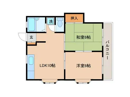 ふじコーポ中の島A(2LDK/2階)の間取り写真
